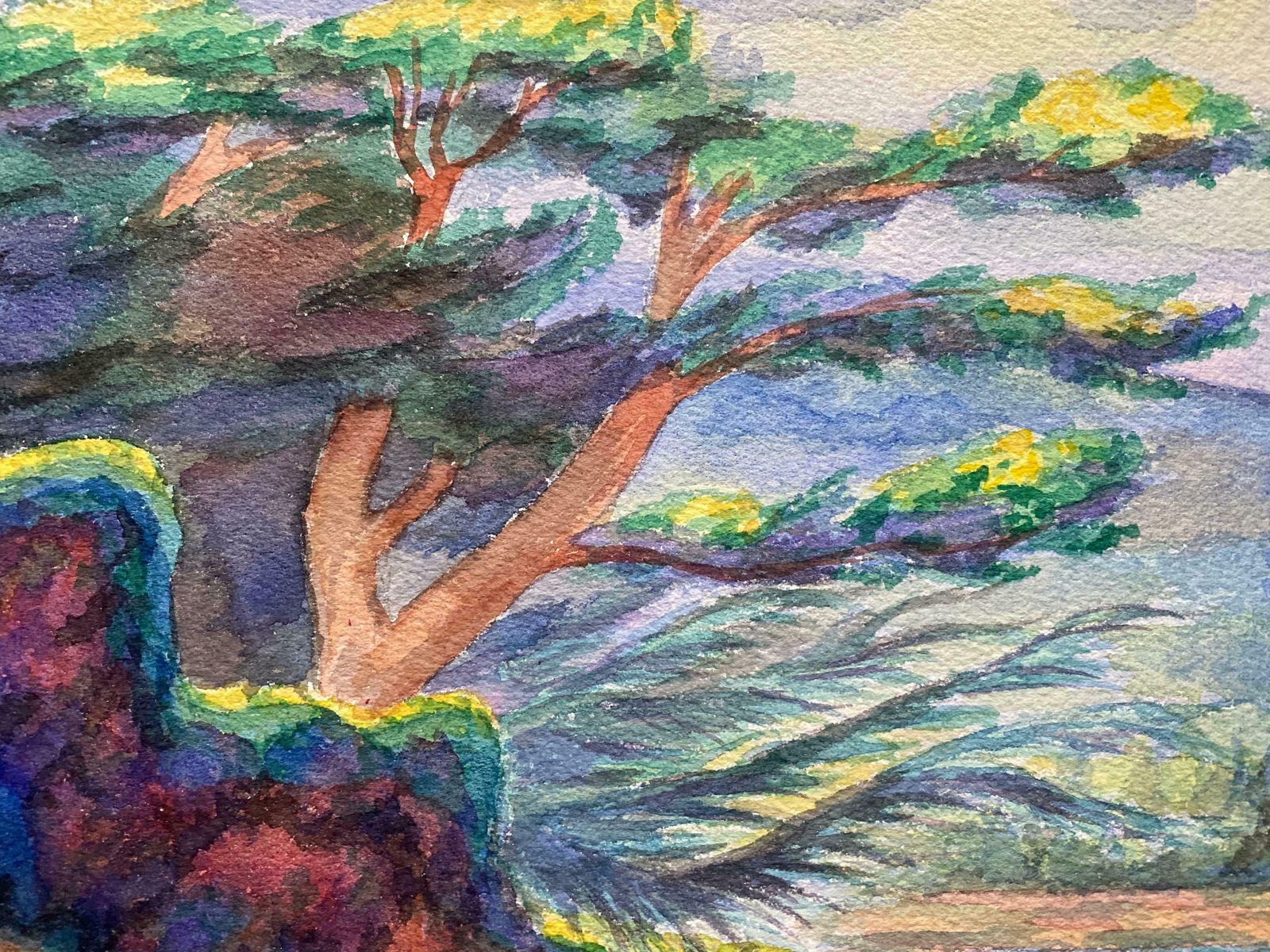 Louis Bellon1940's Provence Painting Vibrant Tree Landscape    Post Impressionist Artistc. 1940s photo for sale