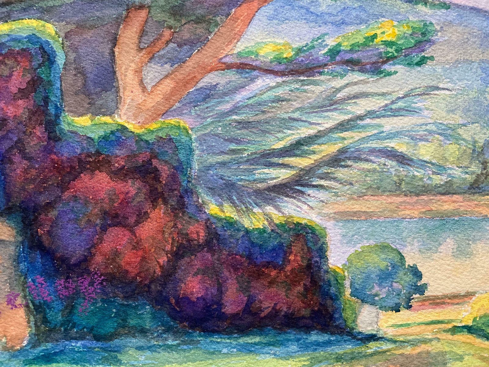Louis Bellon1940's Provence Painting Vibrant Tree Landscape    Post Impressionist Artistc. 1940s photo vinterior
