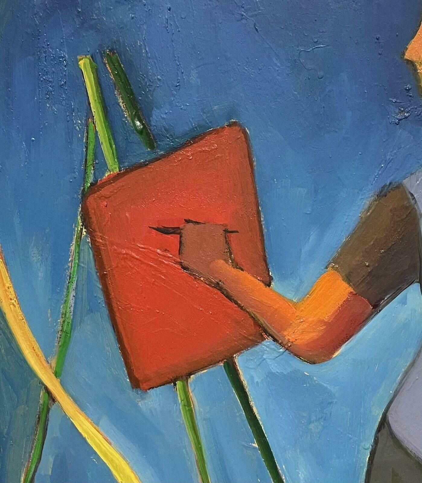 Serge Mallettfrench Modernist Signed Oil   Artist At Their Easel Painting   Amazing Colours20th Century photo vintage