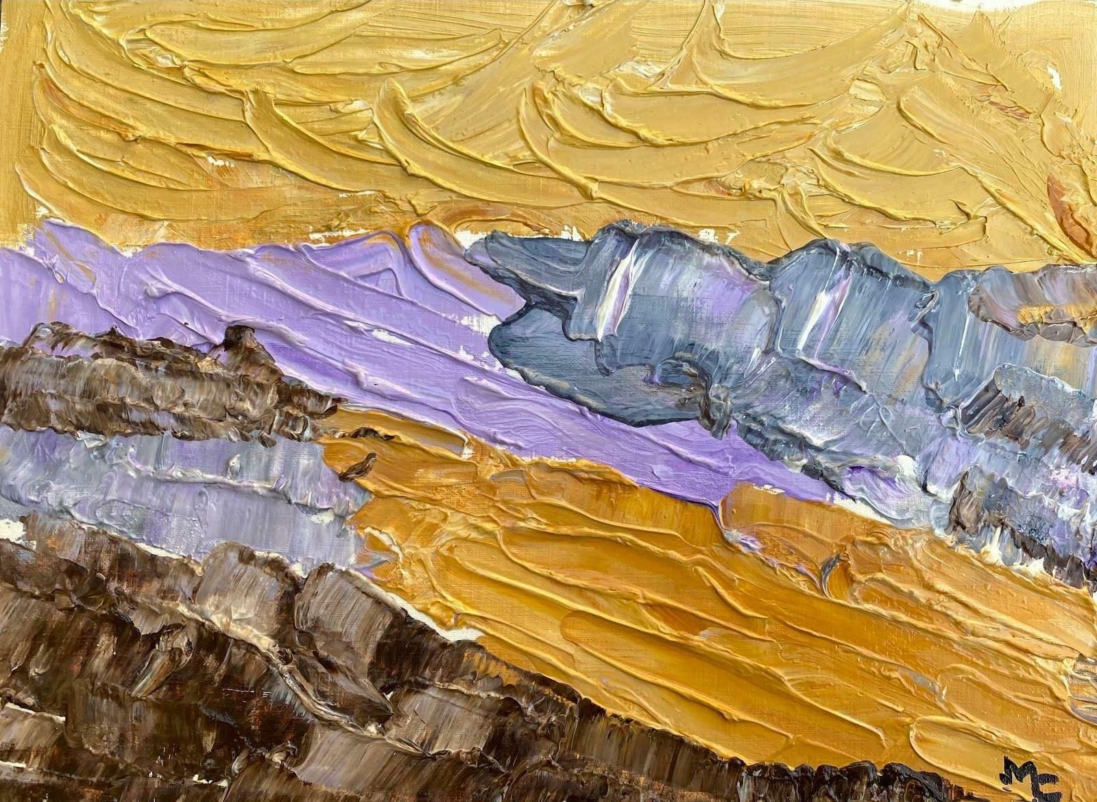 Maggy Claryssemuted Colours French Impressionist Oil Painting Gold And Purple Landscapec.2000