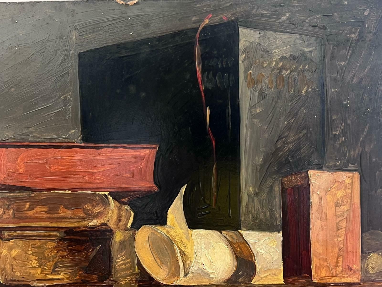 French Schoolmid 20th Century French Still Life Oil Painting Pile Of Books photo Art