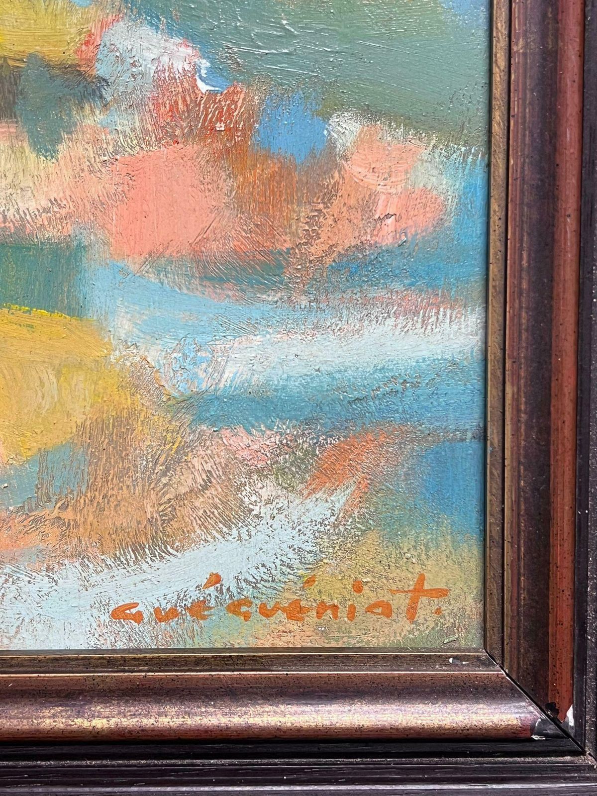 Gerard Guegueniatfrench Village Abstract Expressionist Signed Oil Warm Colours photo Art