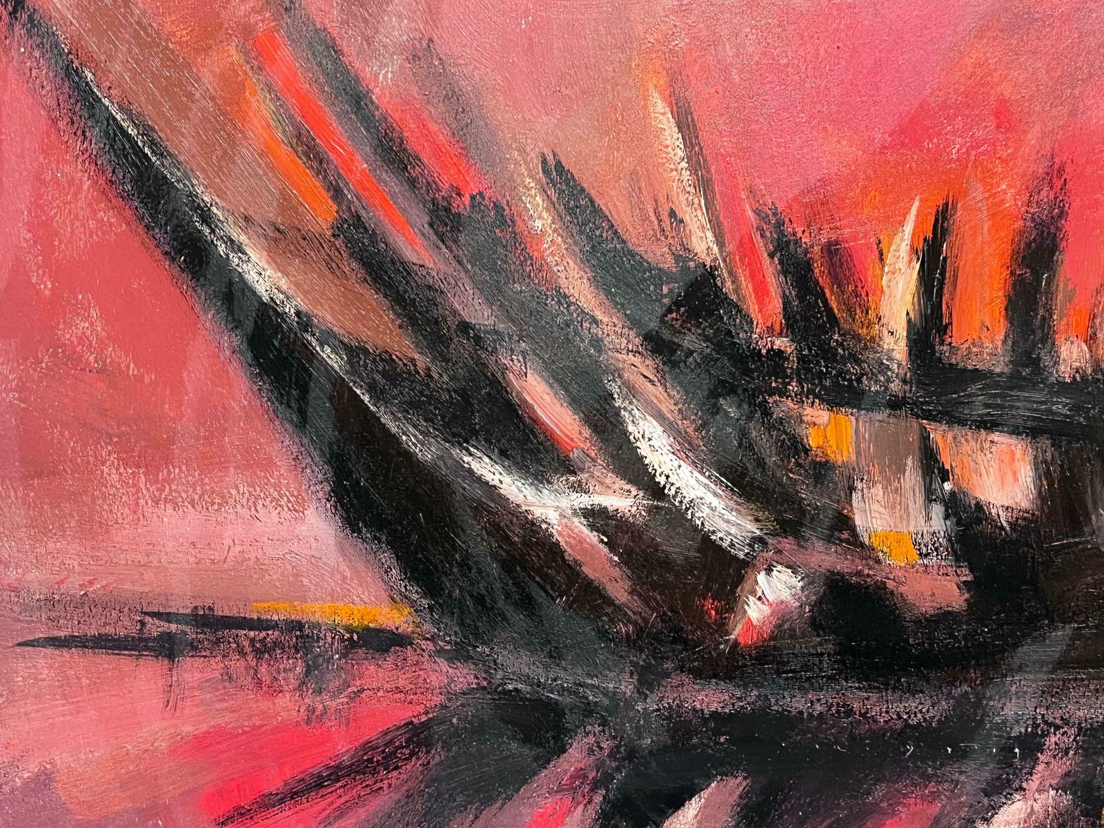 Gerard Guegueniatred And Orange Bonfire French Abstract Expressionist Signed Oil photo 3571.0