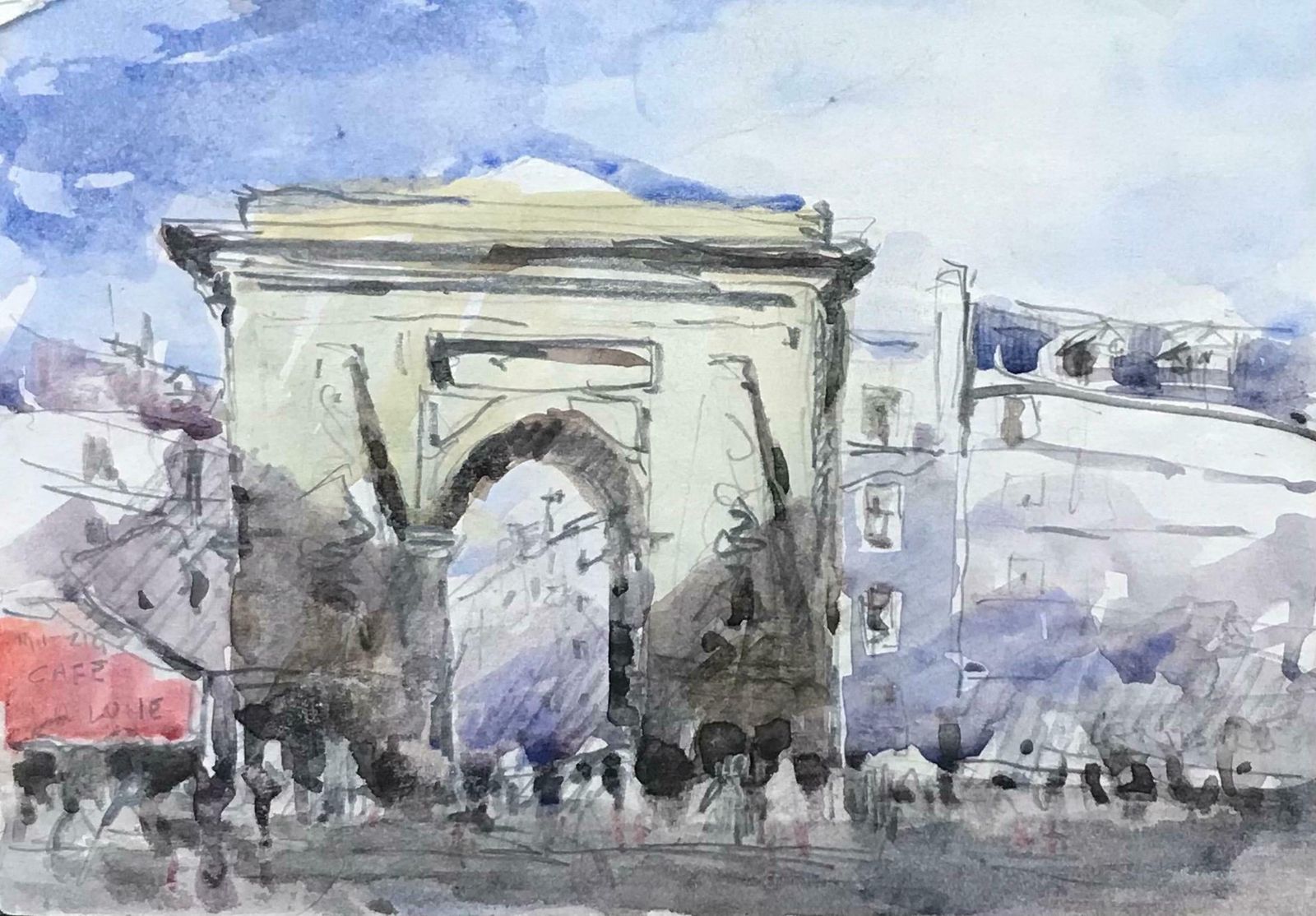 Maurice Mazeiliemaurice Mazeilie French Impressionist Watercolour   Paris Arc De Triomphe