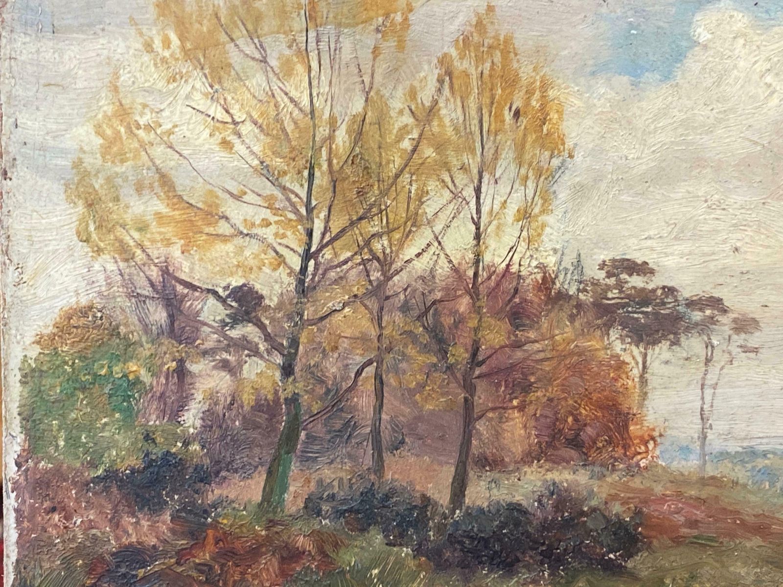 French Impressionist Impressionist Antique Painting   Autumnal Landscape photo furniture