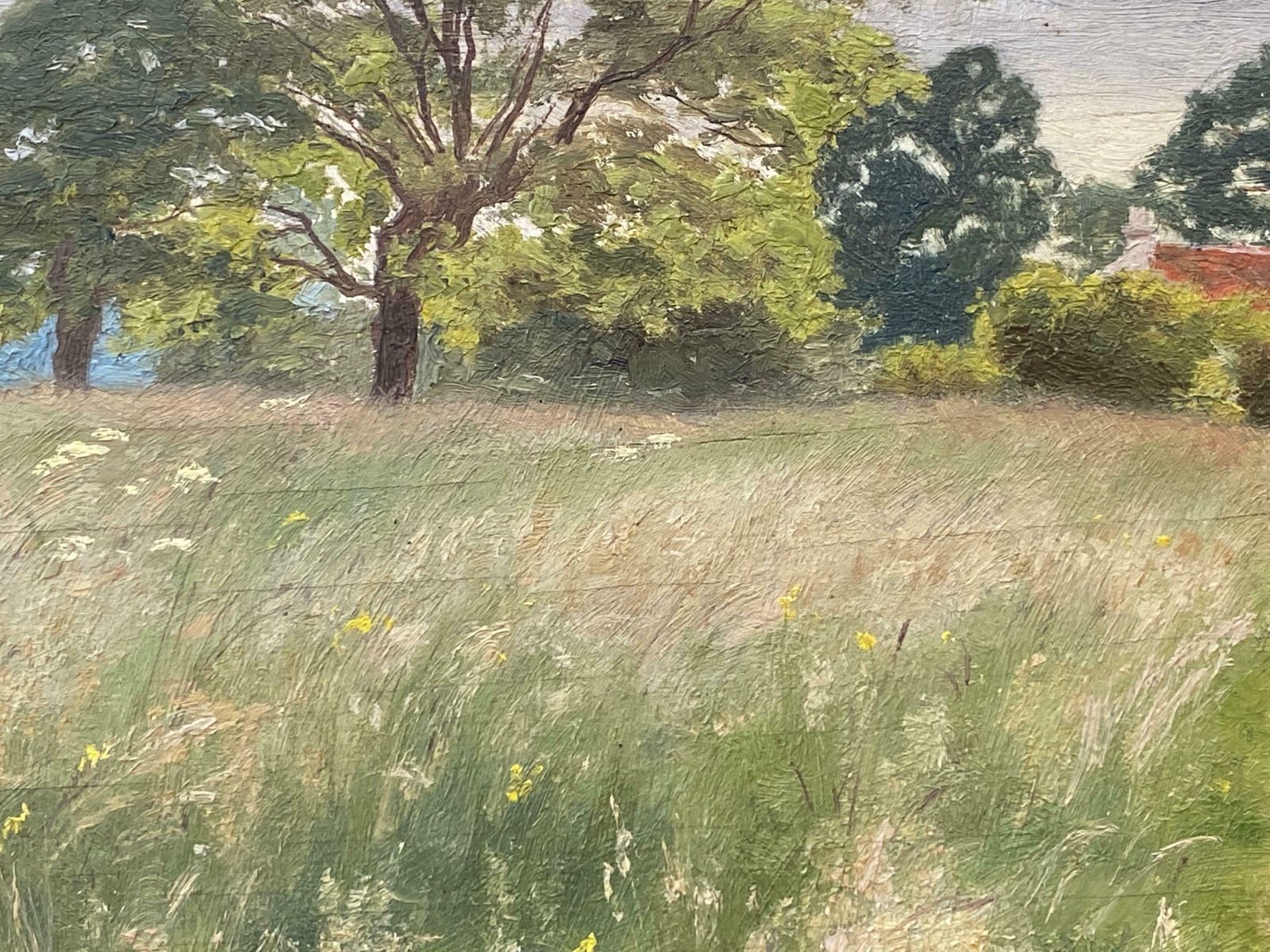 French Impressionist Impressionist Antique Painting   Figure In A Beautiful Open Field Track photo 765.0