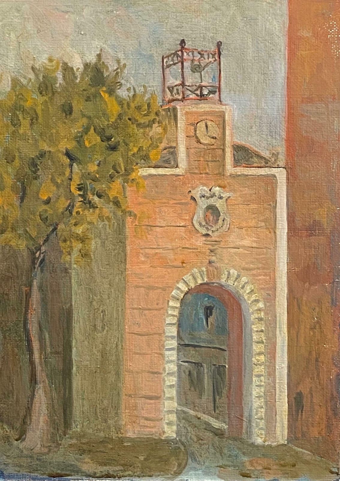 Bernard Labbe1950's French Modernist/ Cubist Painting Signed   French Clock Tower