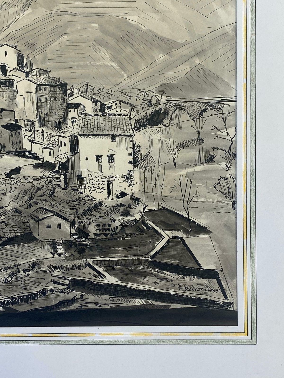 Bernard Labbe1950's Modernist/ Cubist Painting   Black & White French Landscape1950's photo buy