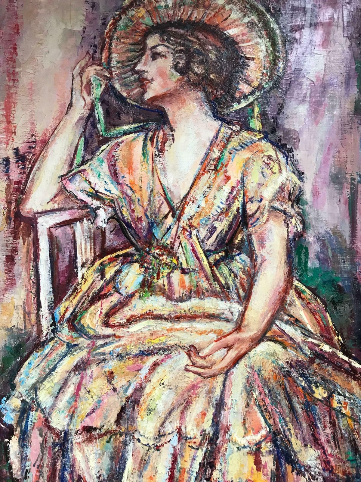 Maria Tort Xirausigned Original Oil Painting   Lady In Hat photo 1375.0