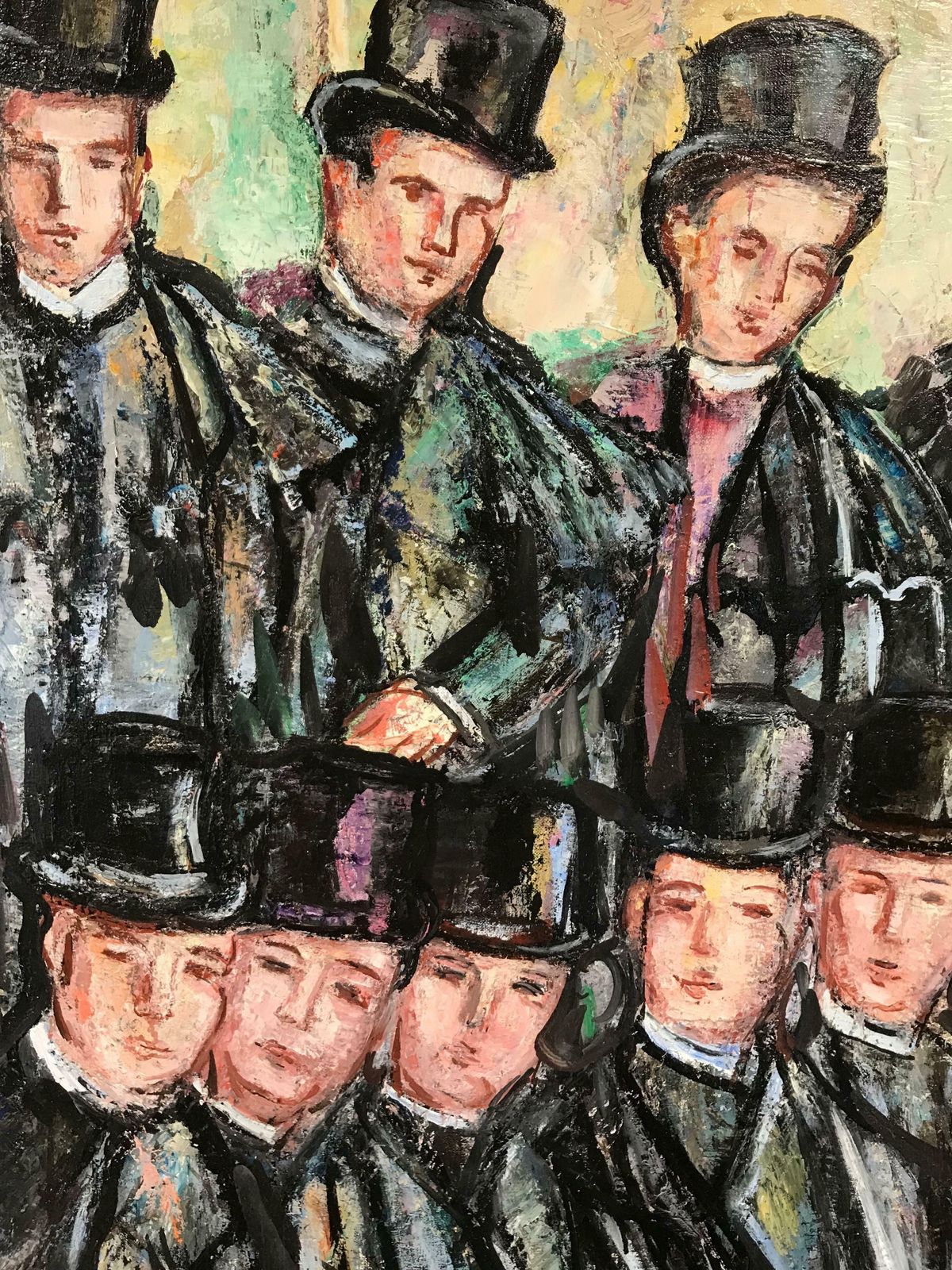 Maria Tort Xirauvictorian School Boys In Top Hats, Signed Original Huge Oil Painting photo 1530.0