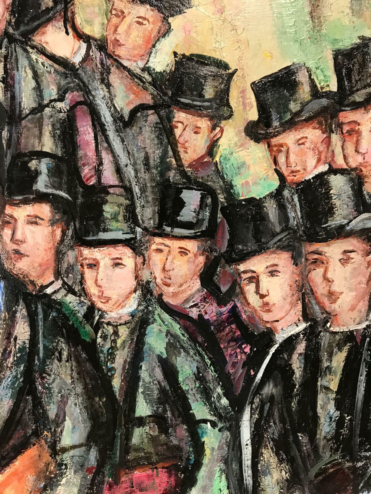 Maria Tort Xirauvictorian School Boys In Top Hats, Signed Original Huge Oil Painting photo buy