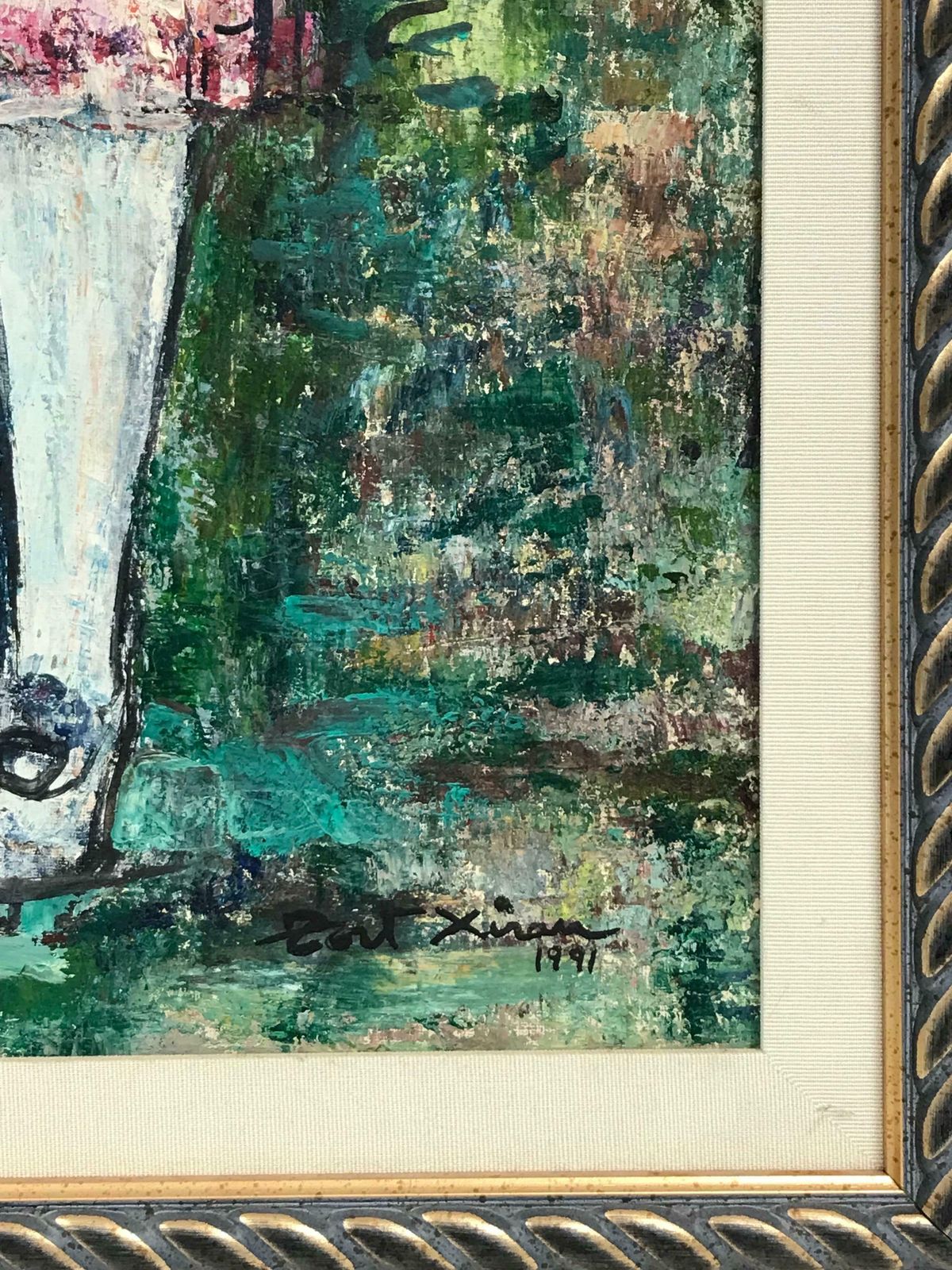 Maria Tort Xirauelegant Smartly Dressed Couple Riverside Gardens, Signed Original Oil Paintingc. 1991 photo buy