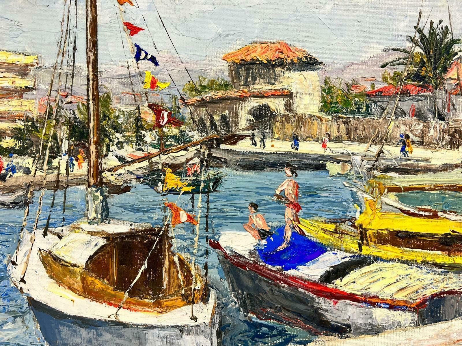Josine Vignoncagnes Sur Mer Summer Day At The Harbour Thick Oil Impasto1960's photo Art