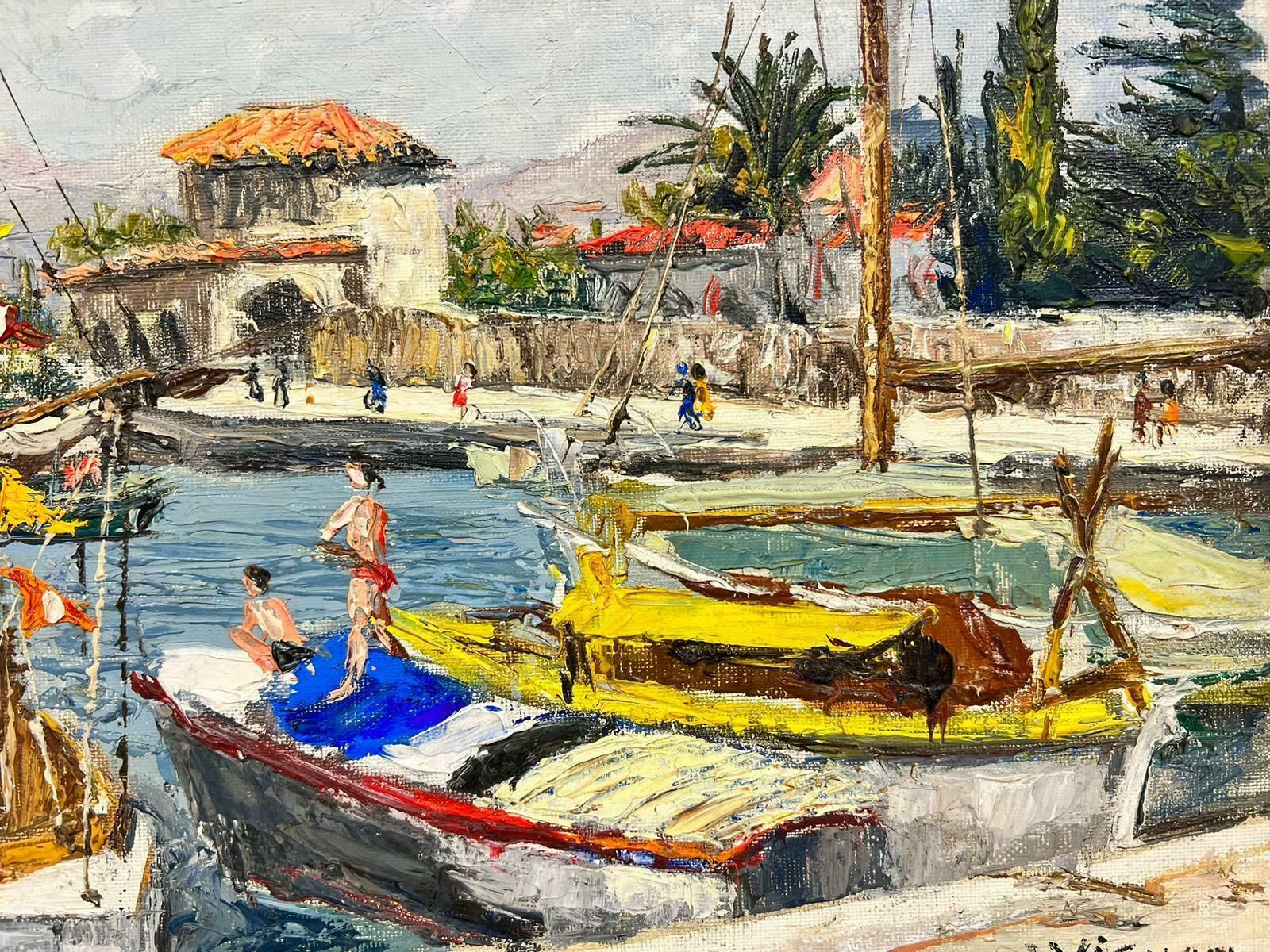 Josine Vignoncagnes Sur Mer Summer Day At The Harbour Thick Oil Impasto1960's photo buy