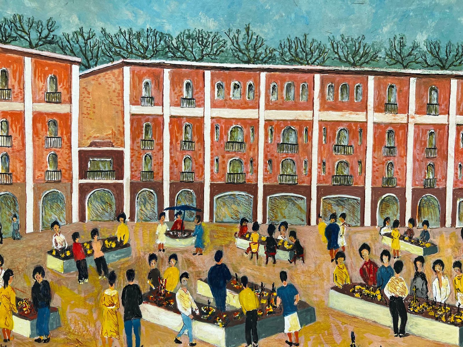 Bernard Labbe1950's Big Modernist/ Cubist Painting   Figures Gathered1950's photo for sale