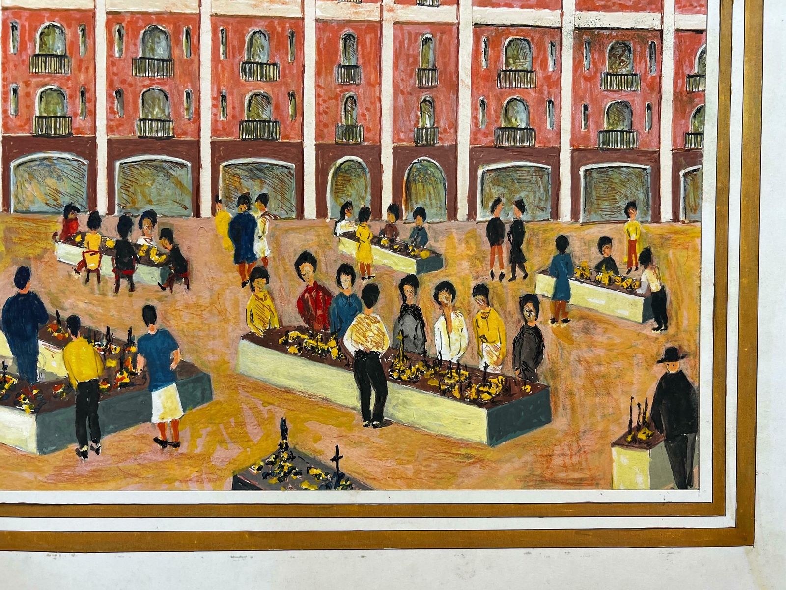 Bernard Labbe1950's Big Modernist/ Cubist Painting   Figures Gathered1950's photo 765.0