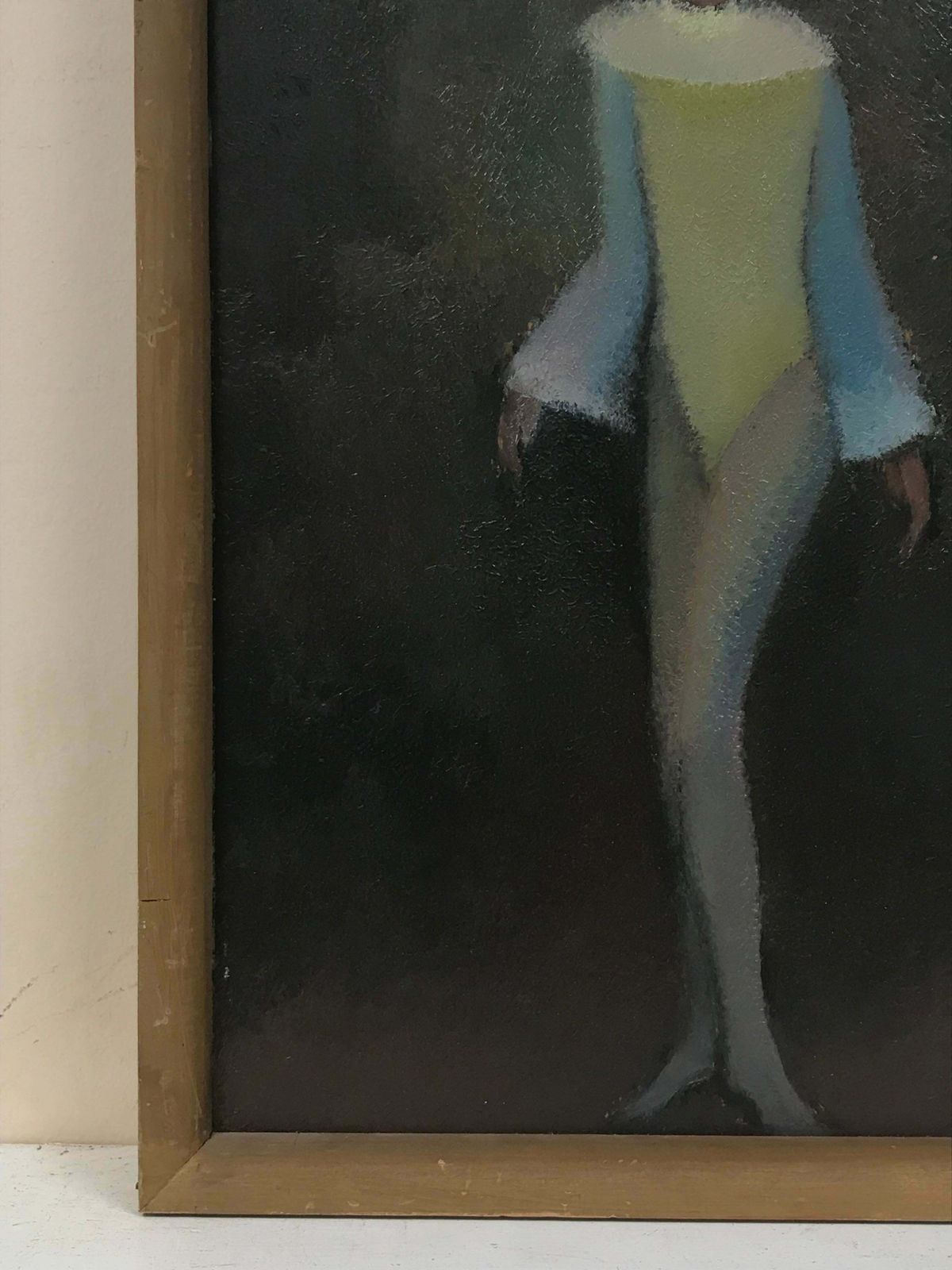French School1960's French Modernist Signed Oil Figure In Navy Blue Hat, Unique Workc. 1965 photo 765.0