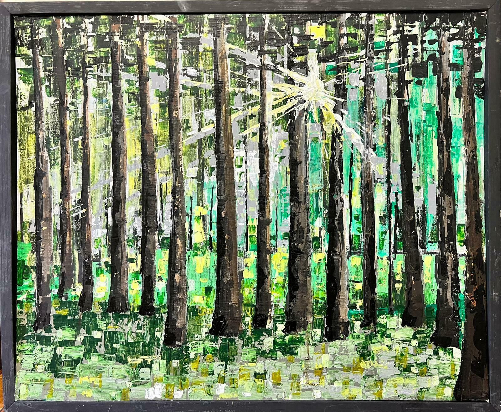 Contemporary British Modern British Contemporary Painting Sunlight Bursting Through Trees Woodland photo furniture