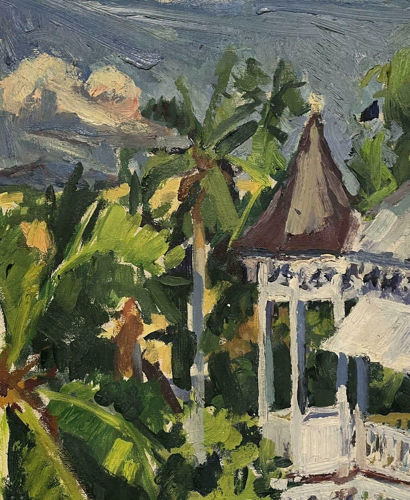 American Impressionistmid 20th Century American Impressionist Oil Colorful Garden Landscape View photo for sale