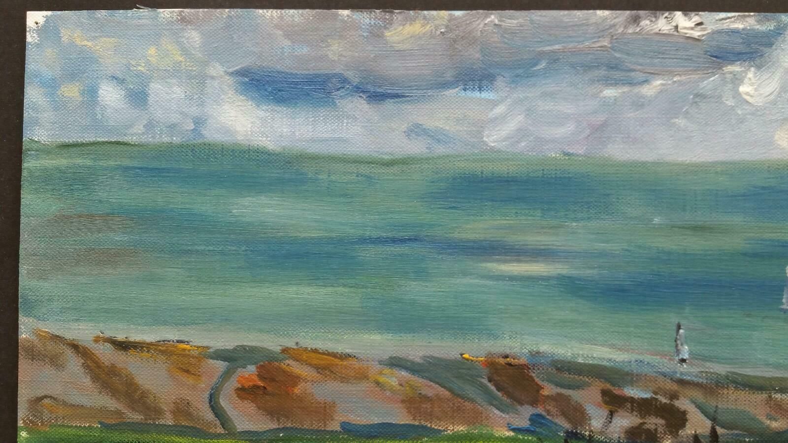 Unknown20th Century French Oil Painting Sails Below The Hay Fieldlate 20th Century photo Art