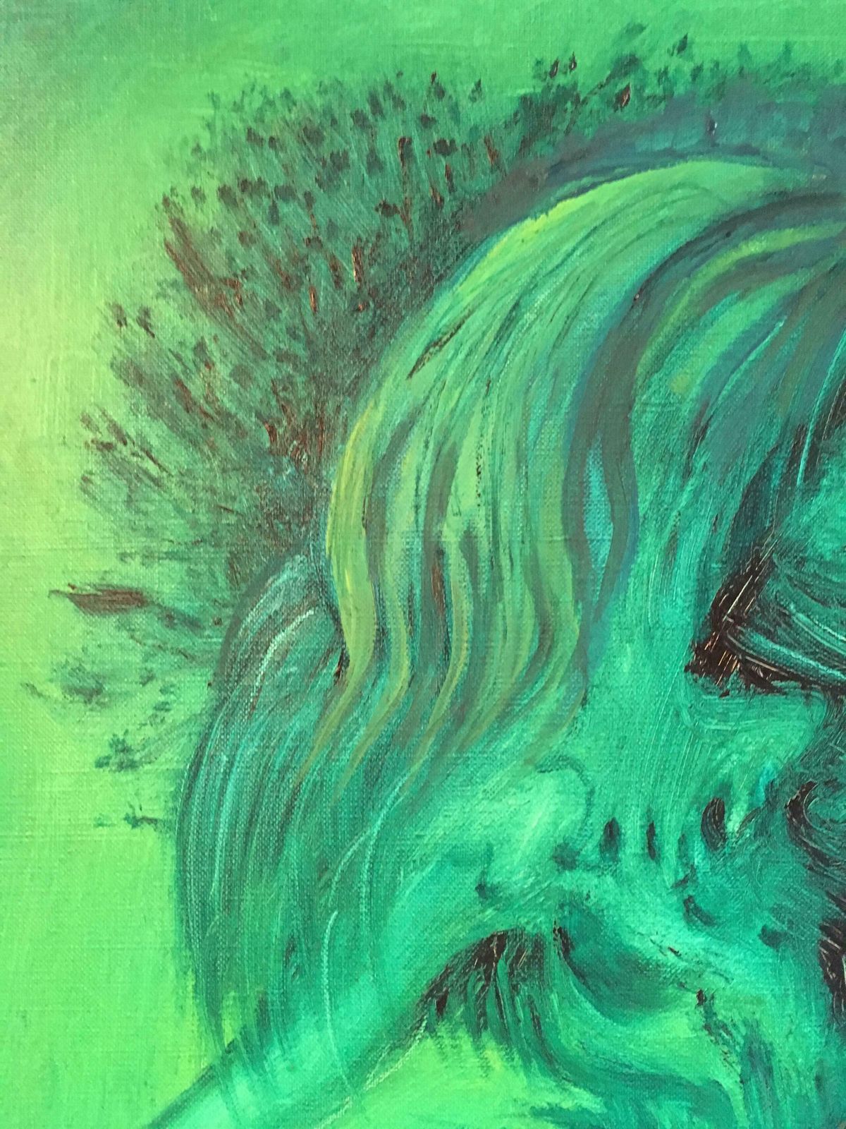 Gustave Von Looexpressive Abstract, Green Colour, Original Oil Painting, Signed1990 photo vintage