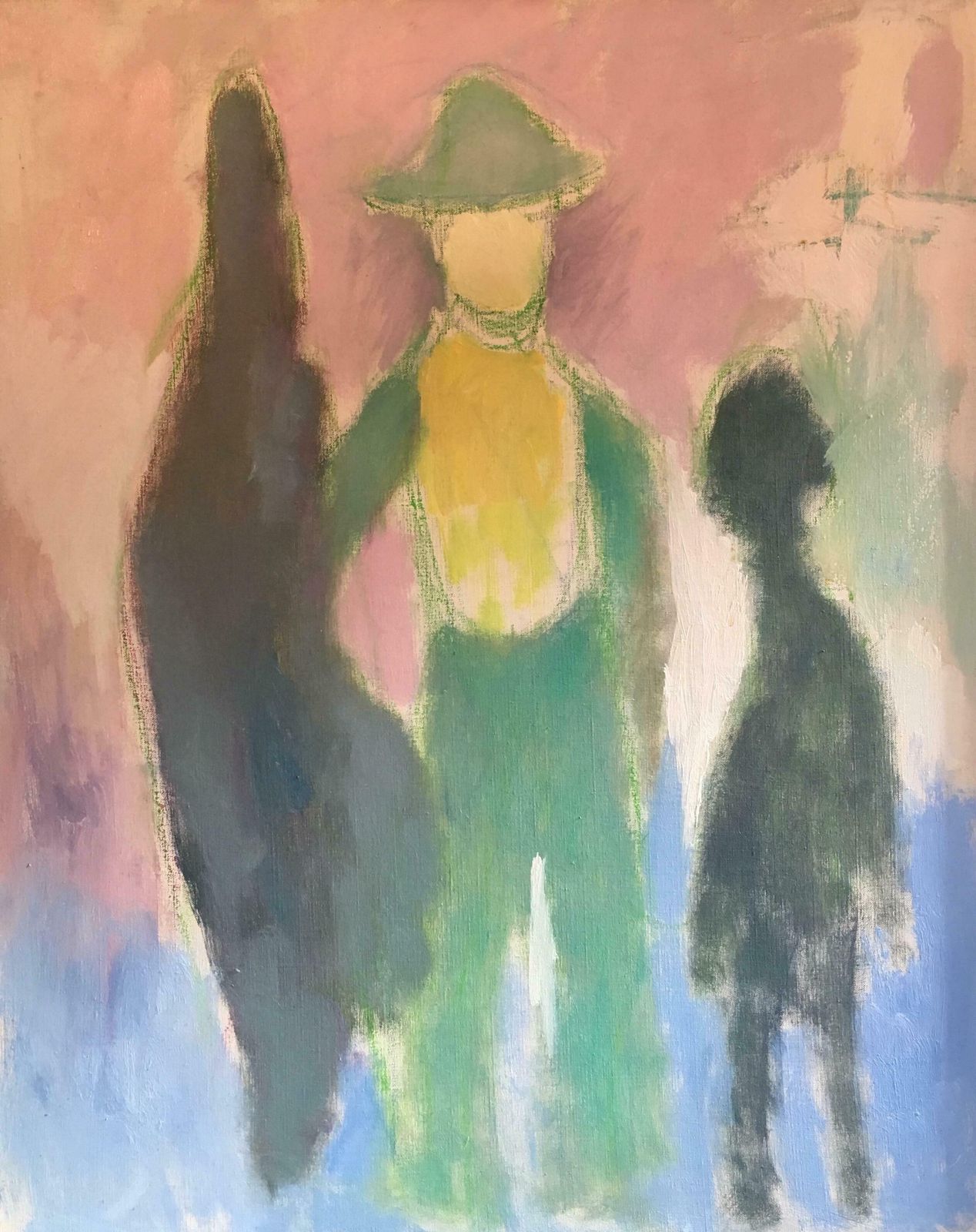 Akos Biropastel Pink 1970's Abstract, Colourful Oil Painting, Originalc.1970s
