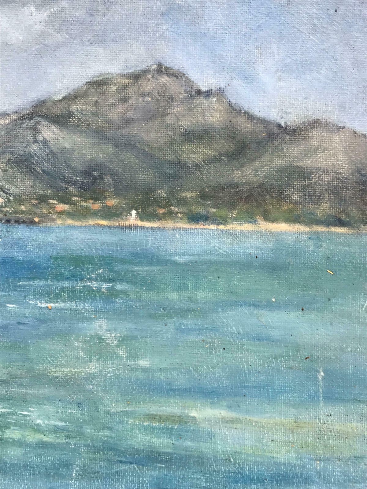 British Impressionistvintage British Impressionist Oil Painting Tiny House On Coastal Seascape20th Century photo for sale
