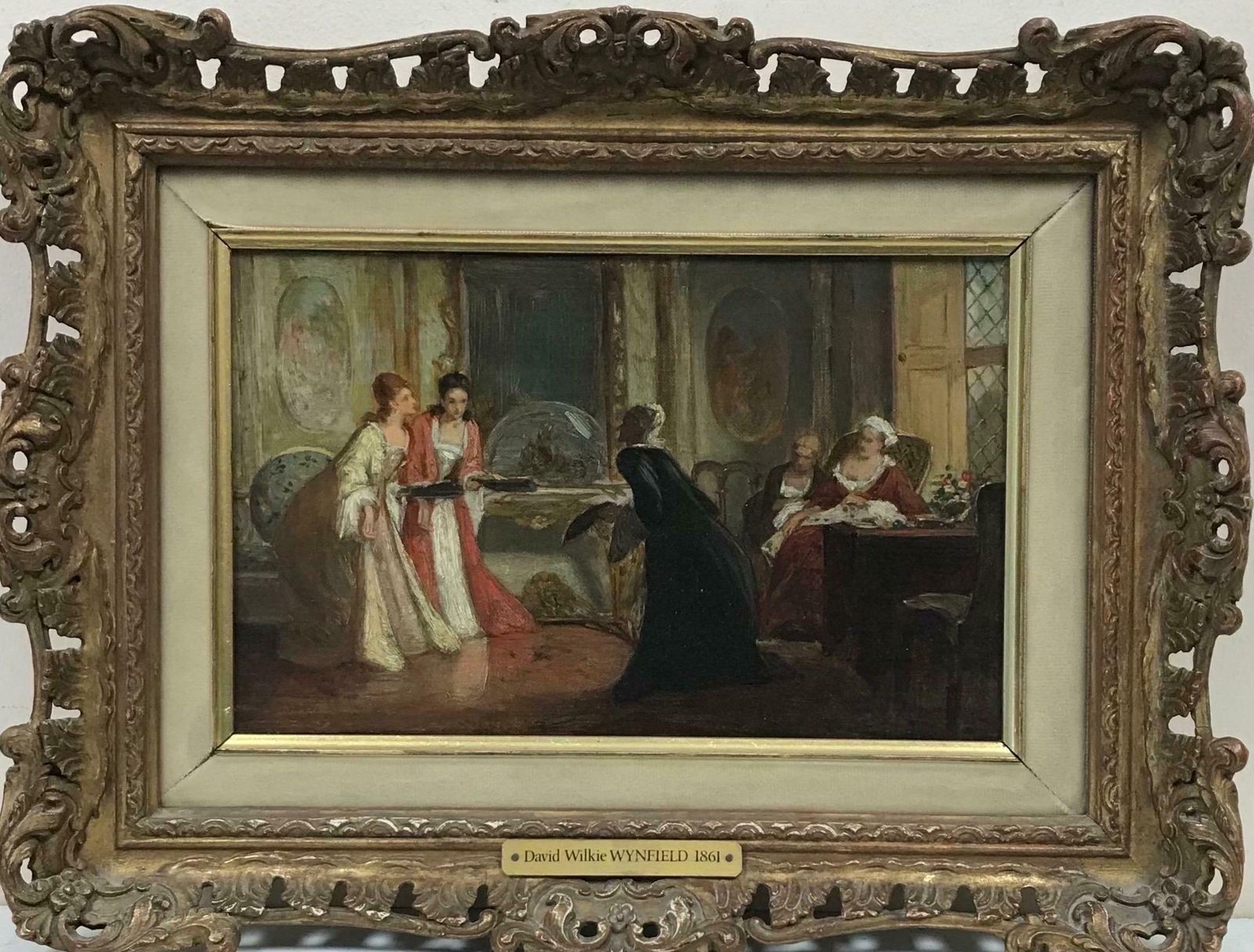 David Wilkie Wynfield Elegant Ladies In Grand Drawing Room Interior, Fine 19th Century British Oil photo furniture