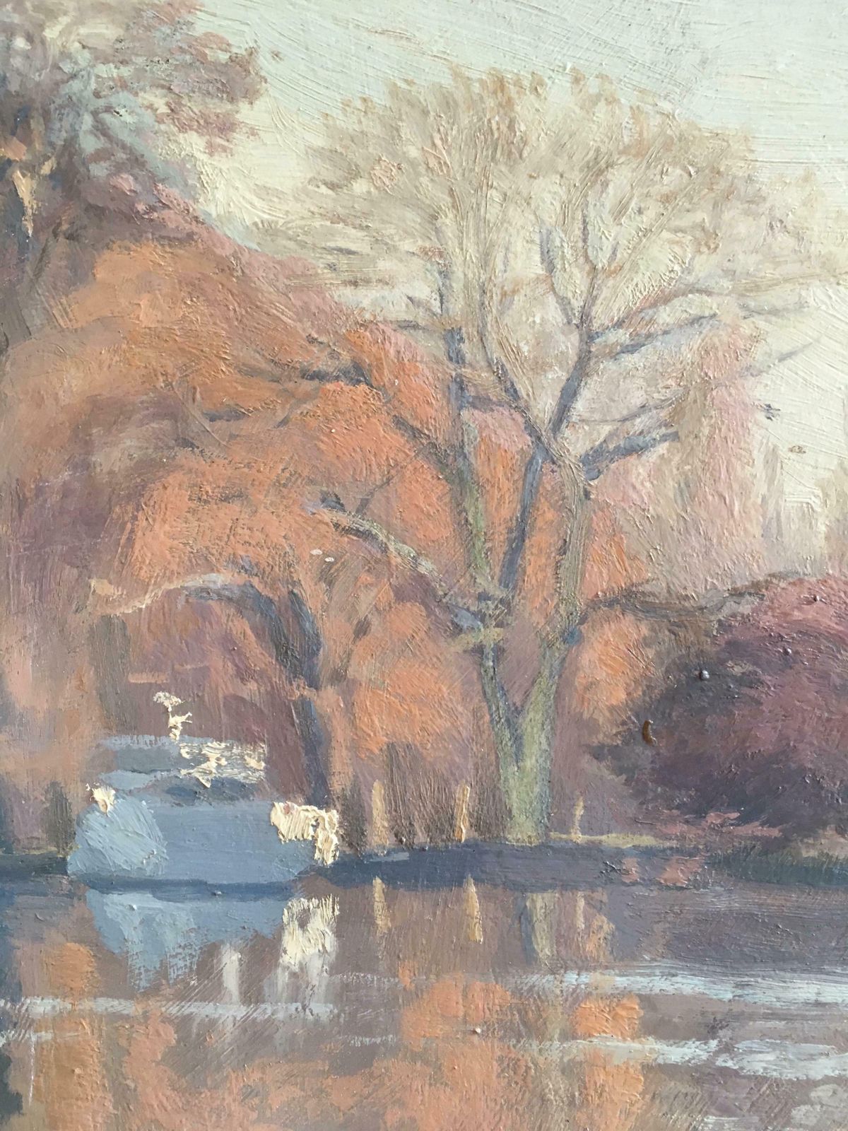 Harold Georgesunrise On The River 'The River At Shiplake', Signed Oil Painting1971 photo Art
