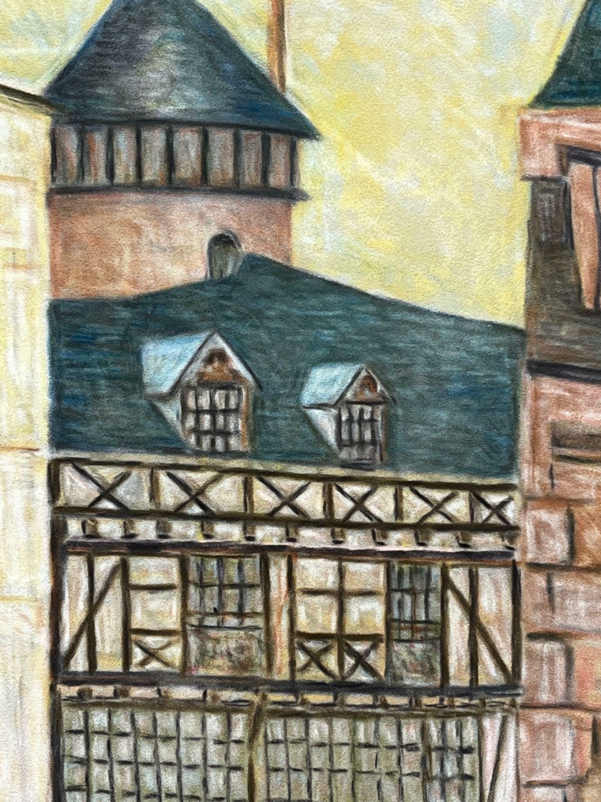 Bernard Labbe1950's Big Modernist/ Cubist Painting   French Building1950's photo buy