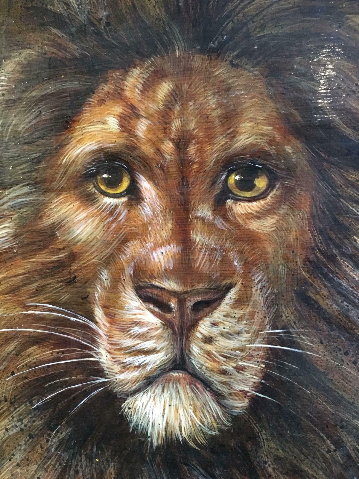 Unknownking Of The Jungle, Large Impressionist Oil Painting Of A Lion C.1970s photo vinterior