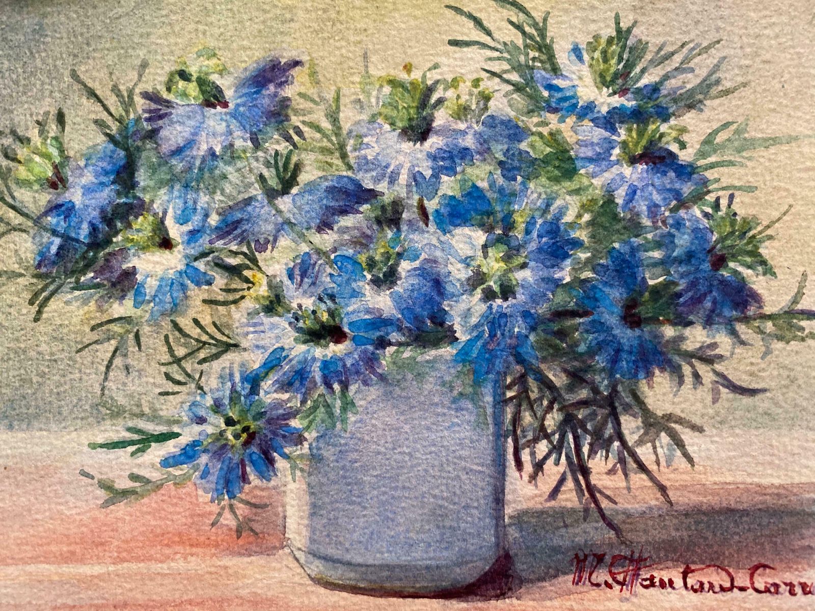Marie Amelie Chautard Carreauearly 1900's French Impressionist Signed Flower Watercolours Marie Carreauc. 1900's photo for sale