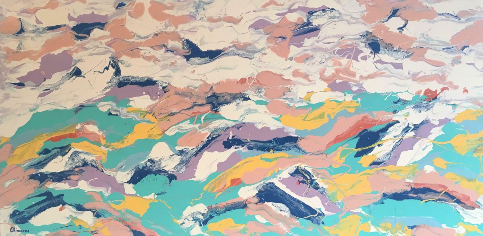 Anna Chimaras"Au Sommet Du Mont Blanc" Large French Abstractc. 2000's
