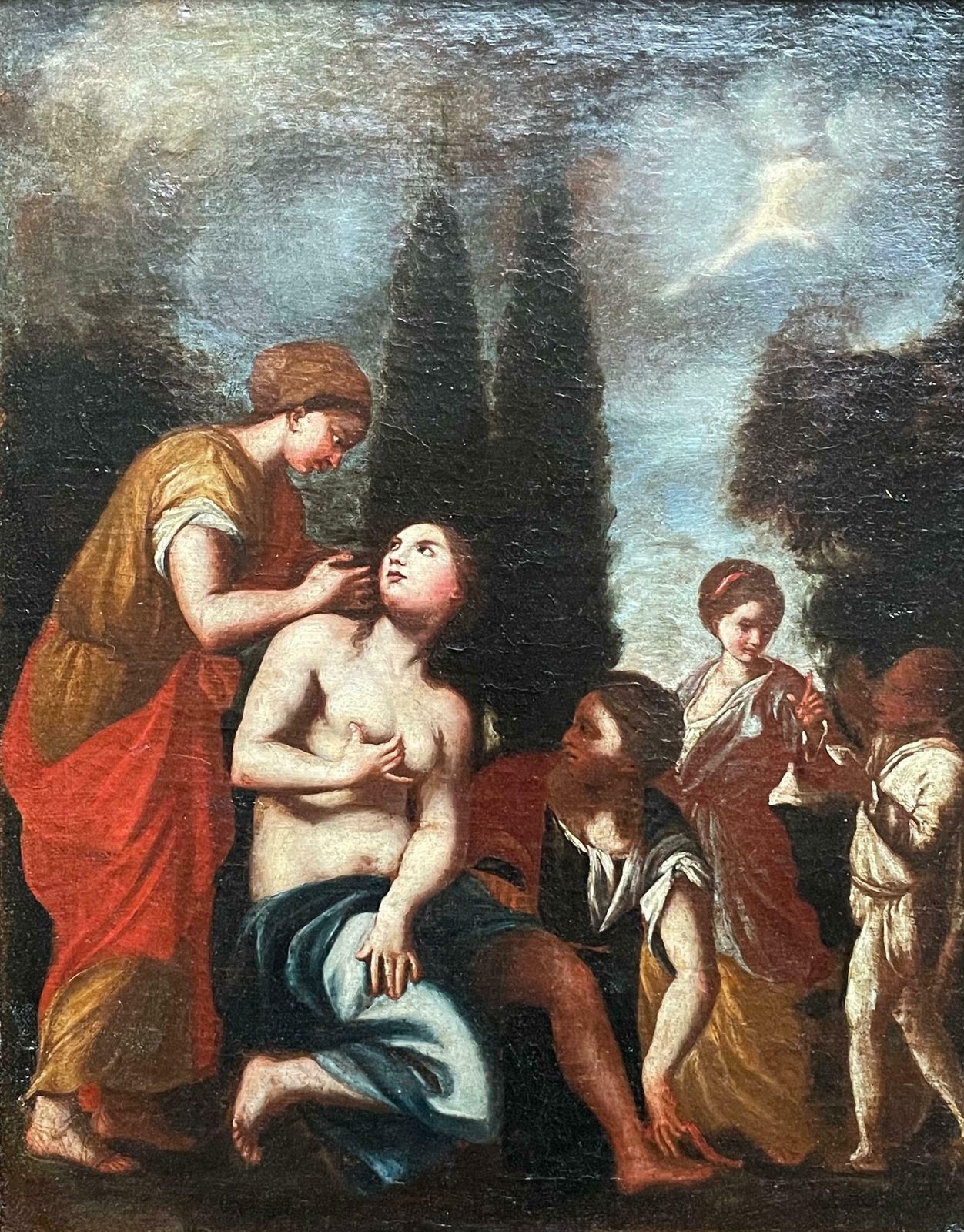 Unknownfine 17th Century Italian Old Master Oil On Canvas   The Bathing Of Bathsheba