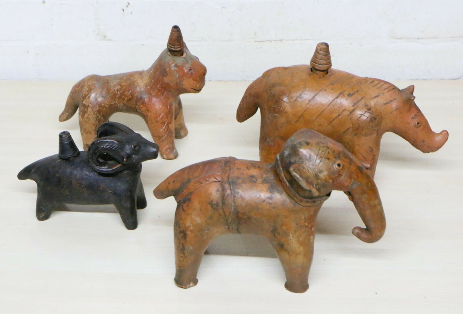 19th Century African Pottery A Collection Of 4 Hand Made Ceremonial Animal Figures photo Home Decor