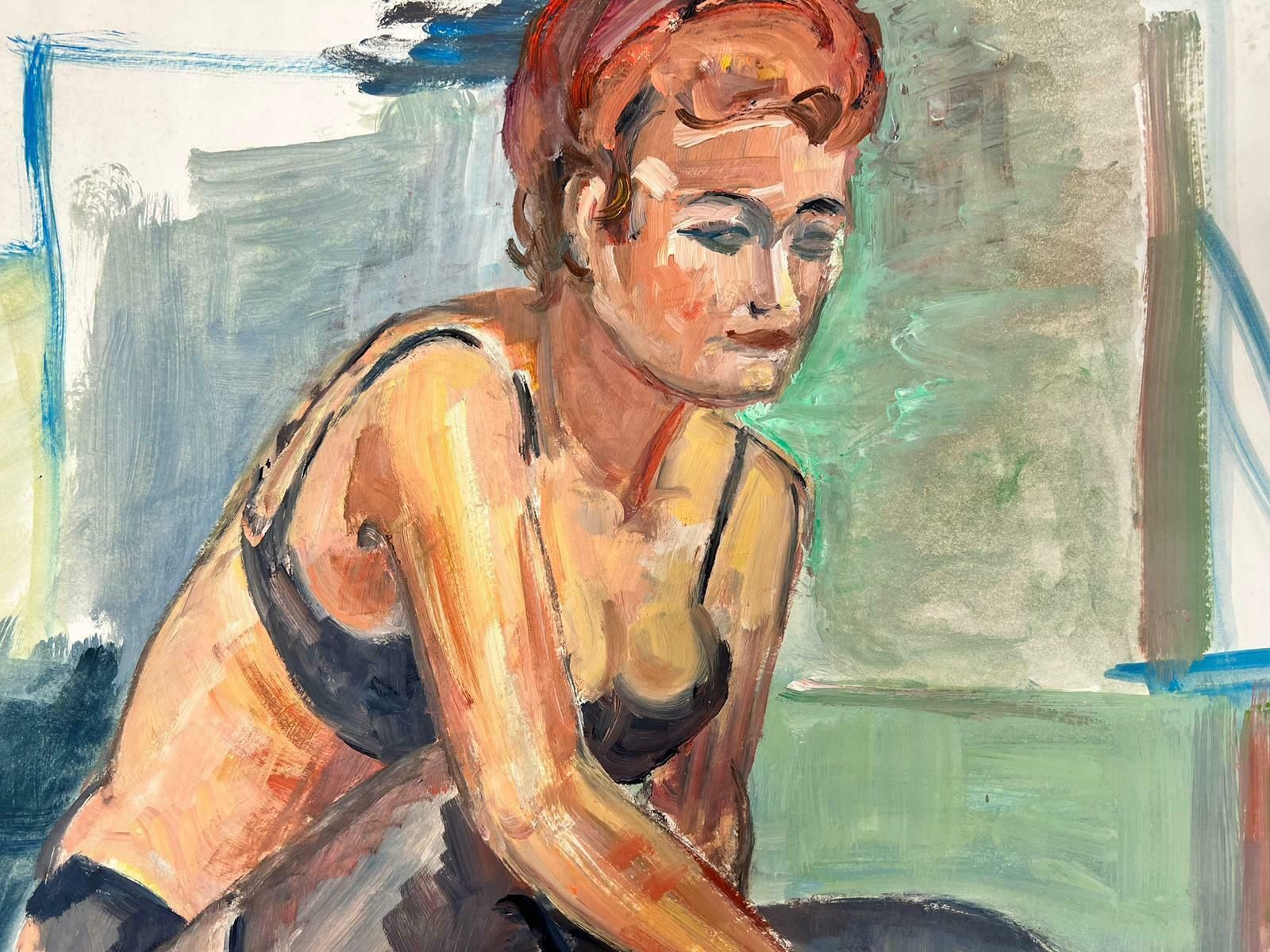 French Modernistreclining Nude Lady Model 1970's French Modernist Painting Provence Collection1970's photo buy