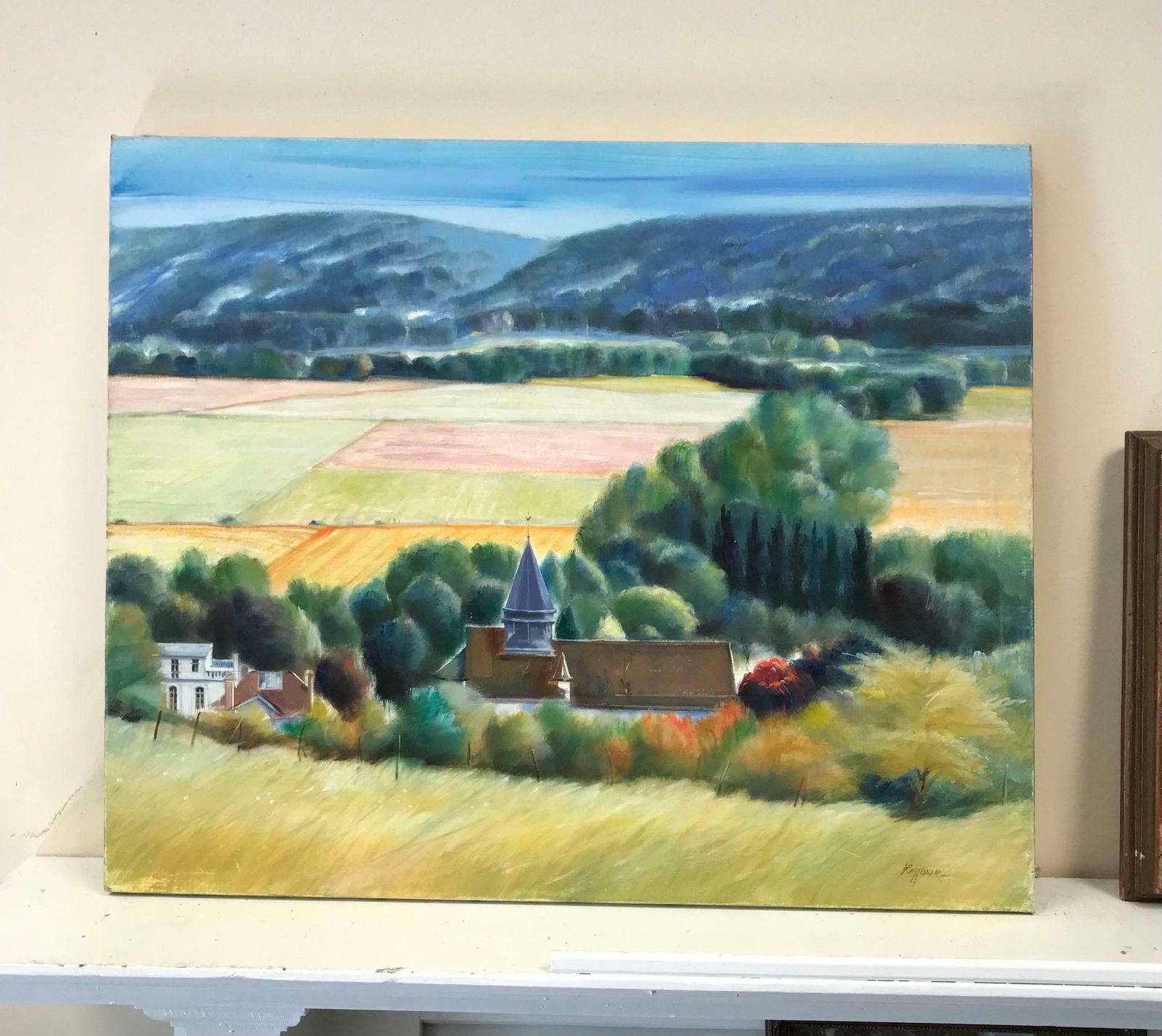 French Schoolthe Giverny Landscape & Valley, Summer Meadows French Impressionist Oil photo furniture