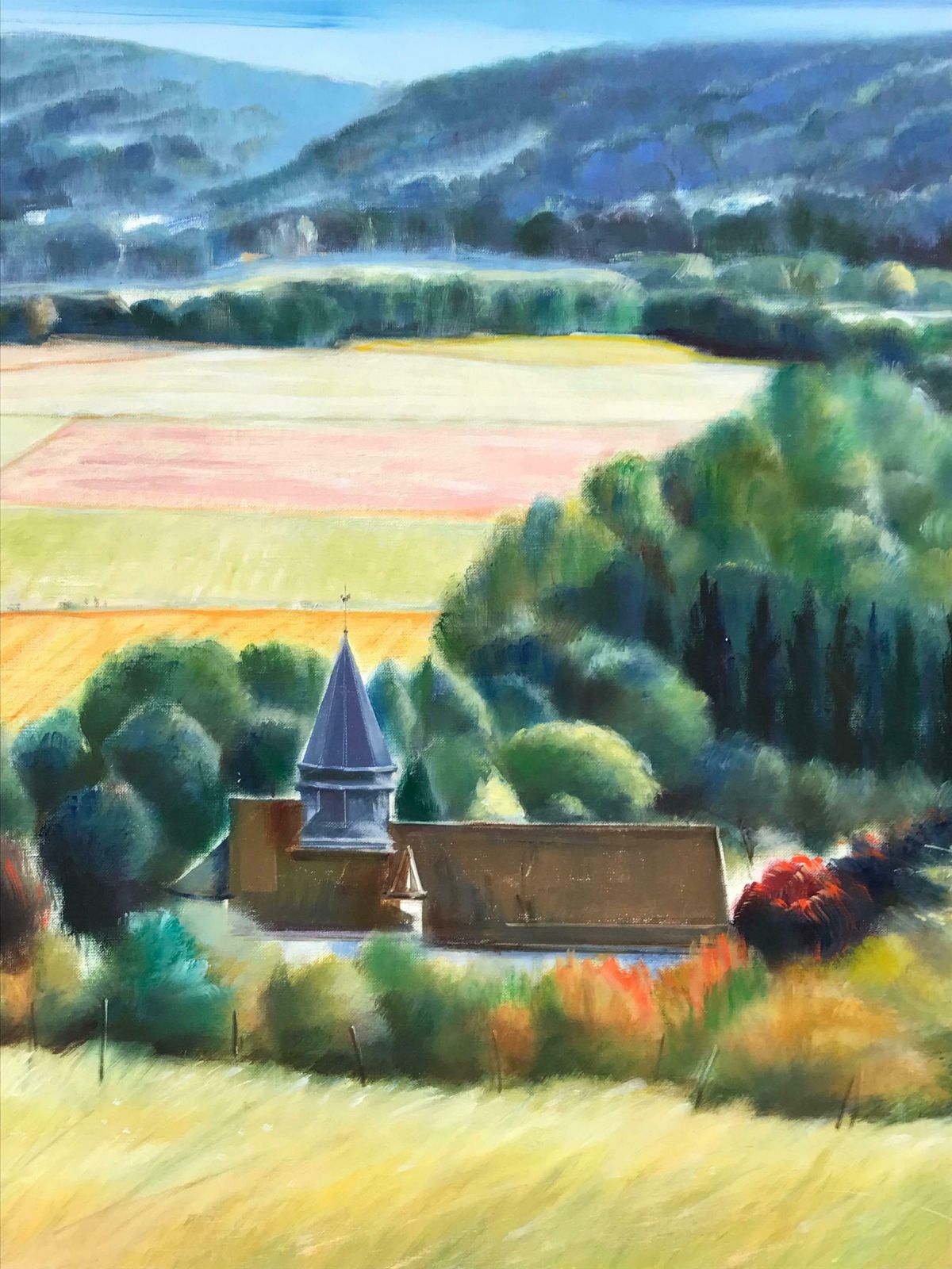 French Schoolthe Giverny Landscape & Valley, Summer Meadows French Impressionist Oil photo for sale