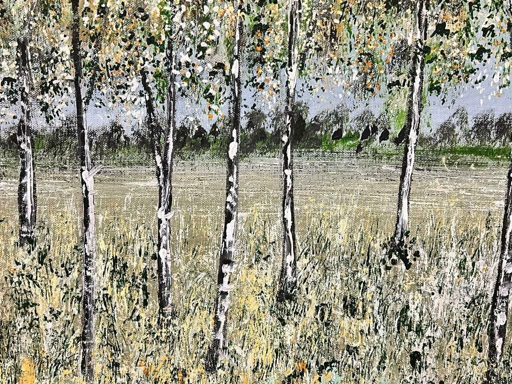 Contemporary British Colourful Modern British Summer Tall Tree Landscape Symbolist Painting photo furniture