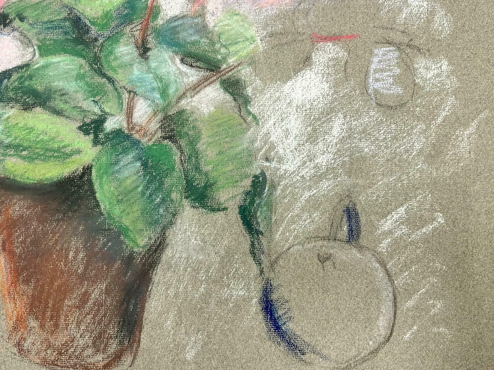 Josine Vignonmid Century French Illustration Sketch Pink Plant Pot1960's photo for sale
