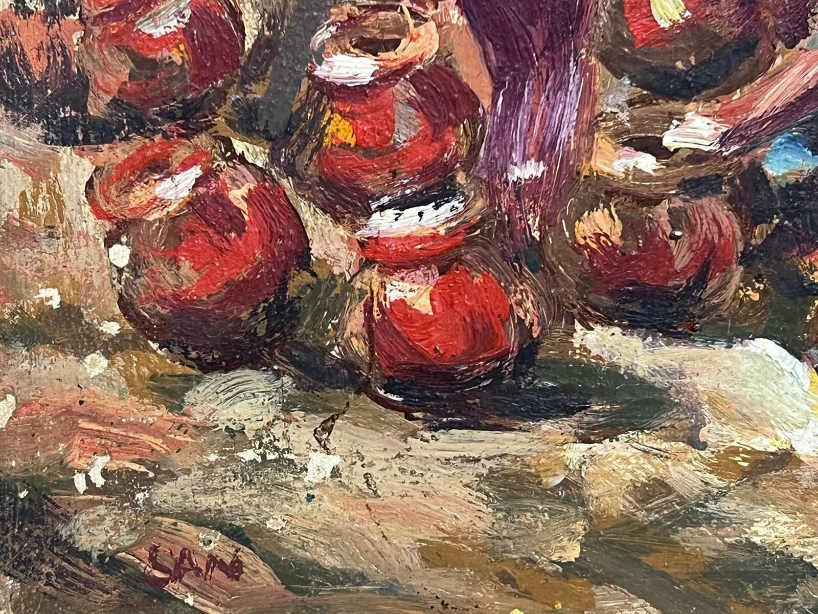 20th Century French School20th Century French Oil Figures In North African Street Market With Old Pots photo for sale