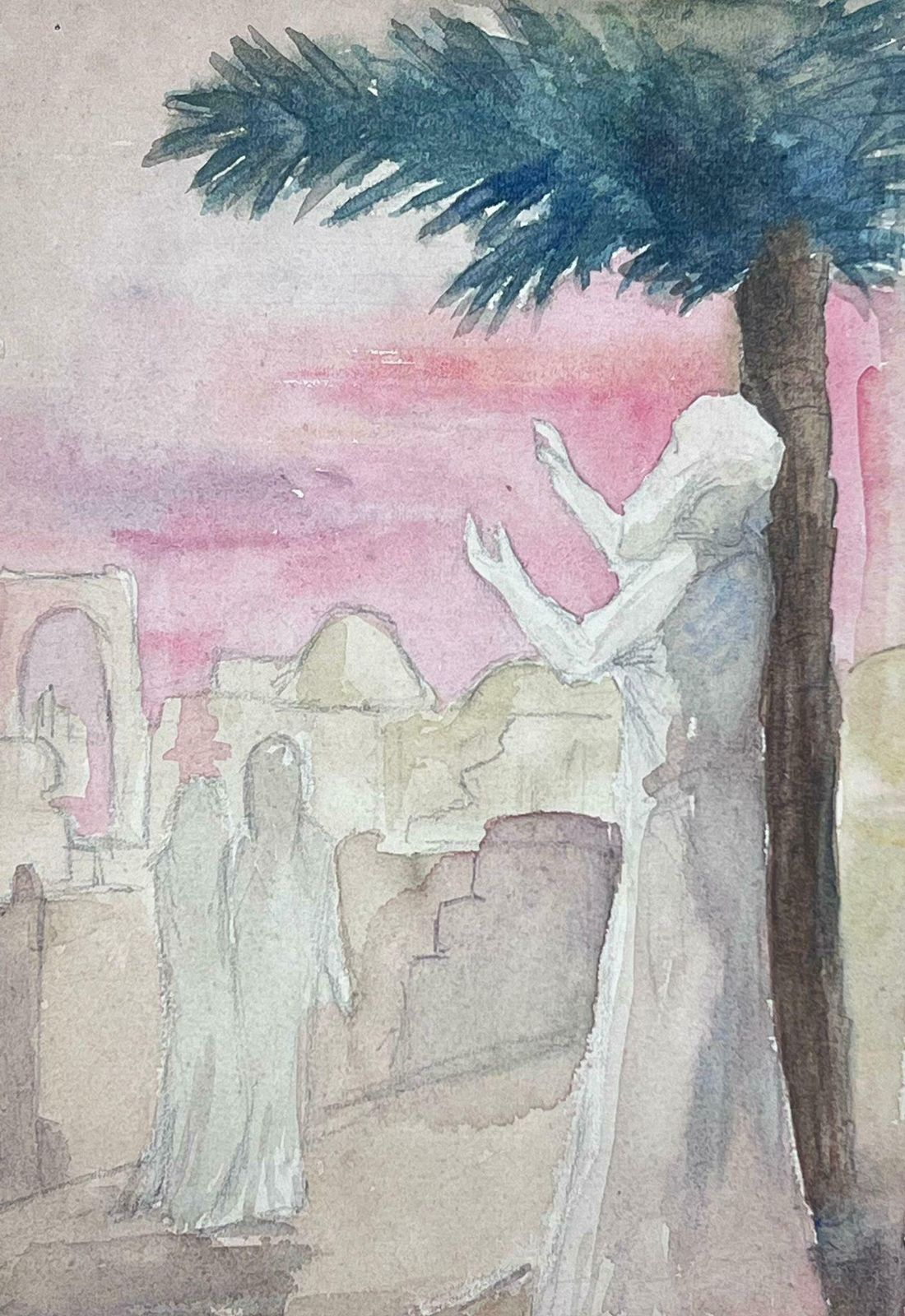 Louise Alix1930's French Impressionist Figure Praying To The Sky Under Palm Tree1930's photo for sale