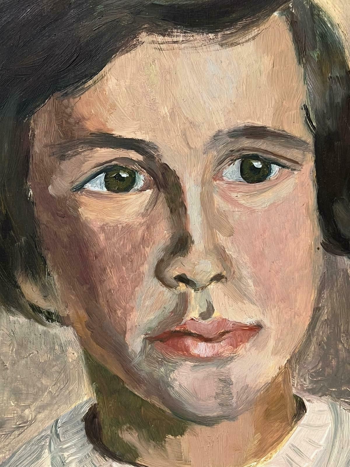 No Reserve Auctionenglish Impressionist Portrait Of Young Child Signed 20th Century Oil Painting photo vinterior