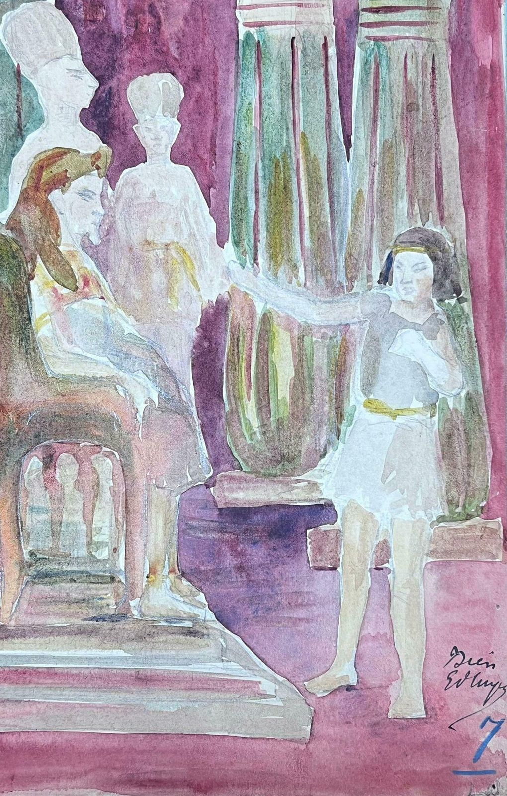 Louise Alix1930's French Impressionist Servant Bowing Down To Pharaoh 1930's photo for sale