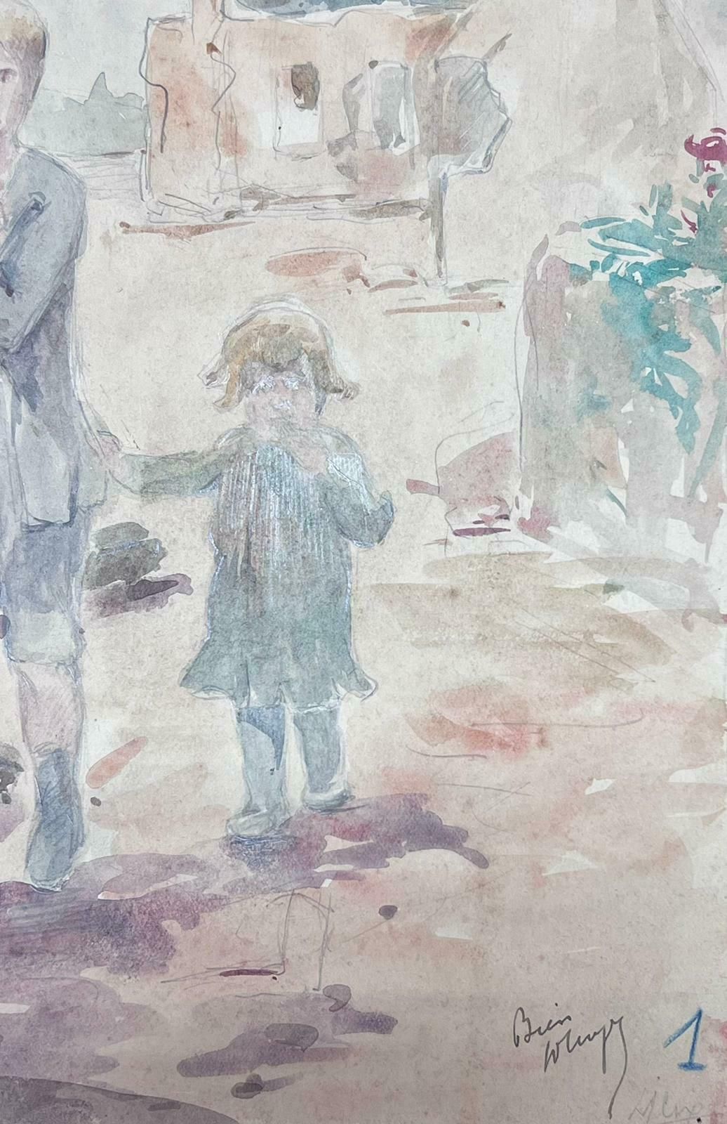 Louise Alixfather And Children Walking Through The Ruins French Impressionist 1930's photo furniture