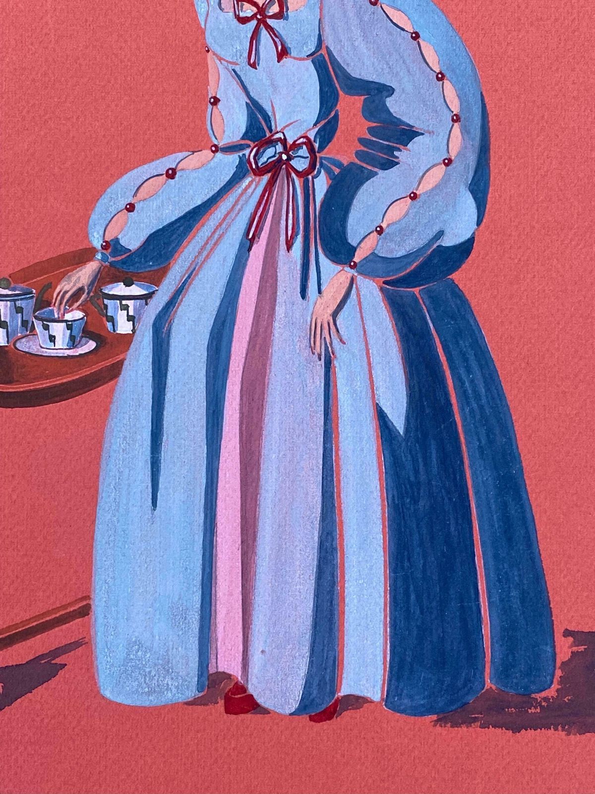 Geneviève Thomas1940's Fashion Illustration   Stunning Woman In Light Blue Dressc. 1940's photo for sale