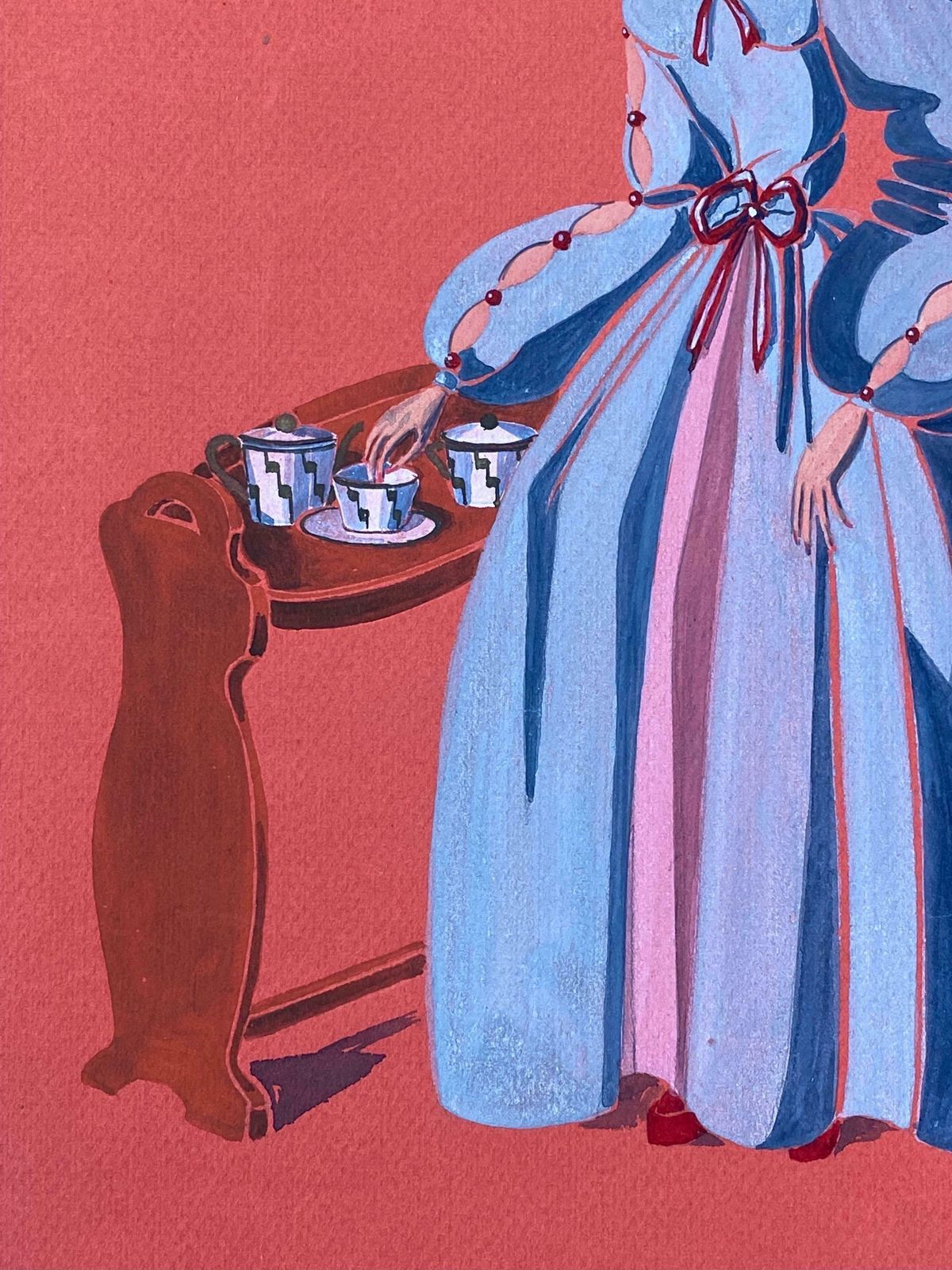 Geneviève Thomas1940's Fashion Illustration   Stunning Woman In Light Blue Dressc. 1940's photo Art