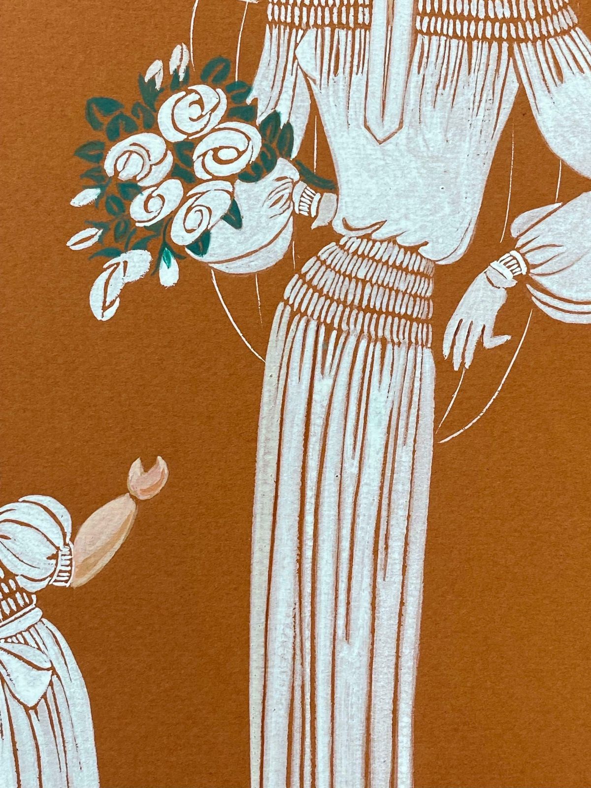 Geneviève Thomas1940's Fashion Illustration   Beautiful Bride & Child Portrait Scenec. 1940's photo Art