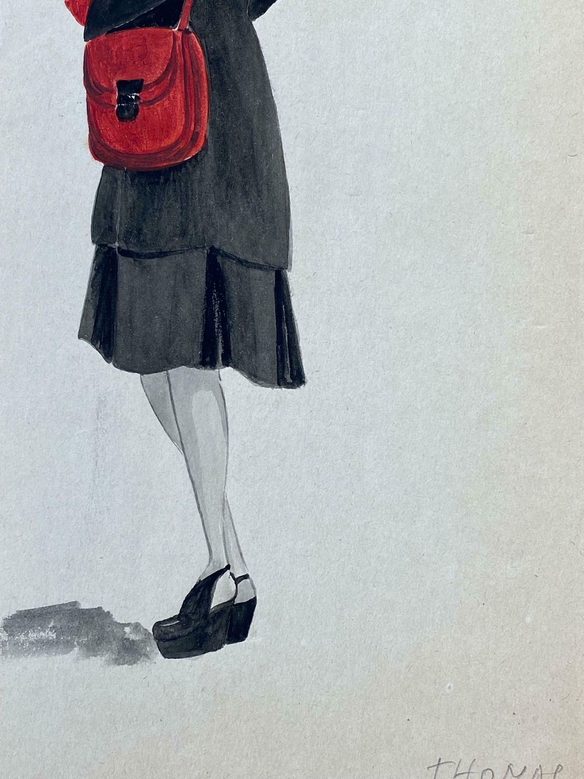 Geneviève Thomas1940's French Fashion Illustration   The Elegant Lady With The Red Featuresc. 1940's photo Art