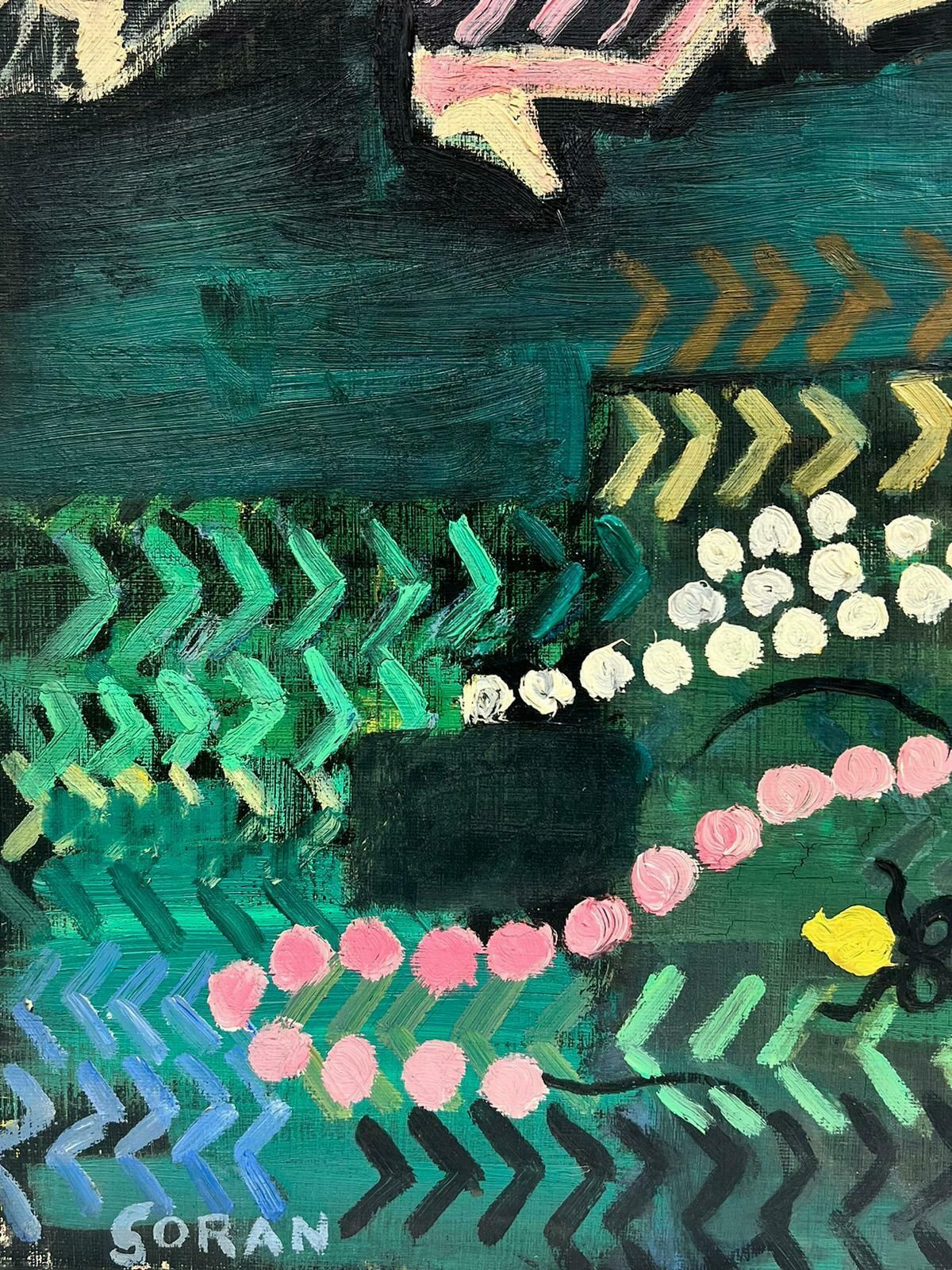 French School1960's French Signed Expressionist Oil Pink Heels Abstract In Interior1960's photo for sale